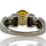 SBT Imports 14kt White & Yellow Gold Ring Oval Orange Sapphire Diamond Size 8