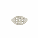 Vintage 1930-40s Solid 14kt White Gold Engagement Fashion Ring With Old European and Single Cut Diamonds Size 4.75