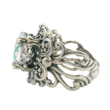 Sarda 925 Sterling Silver Mystic Topaz Spiral Openwork Statement Ring Size 9.5