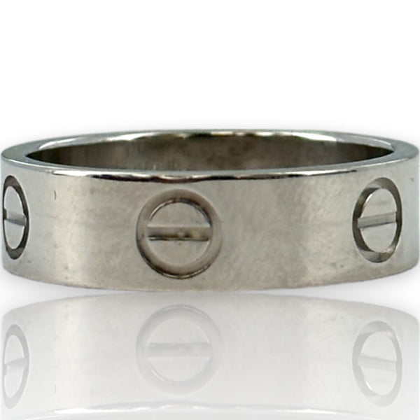 Anillo de boda Cartier Love clásico de oro blanco macizo de 18 kt de 5,5 mm, apilable, talla 7,25 (55)