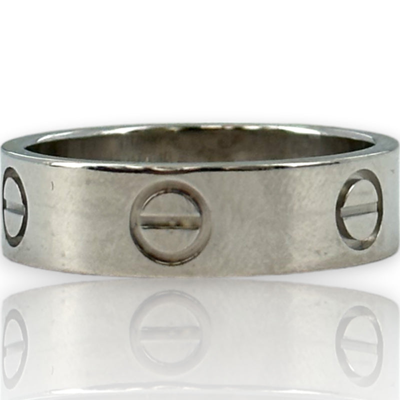 Anillo de boda Cartier Love clásico de oro blanco macizo de 18 kt de 5,5 mm, apilable, talla 7,25 (55)