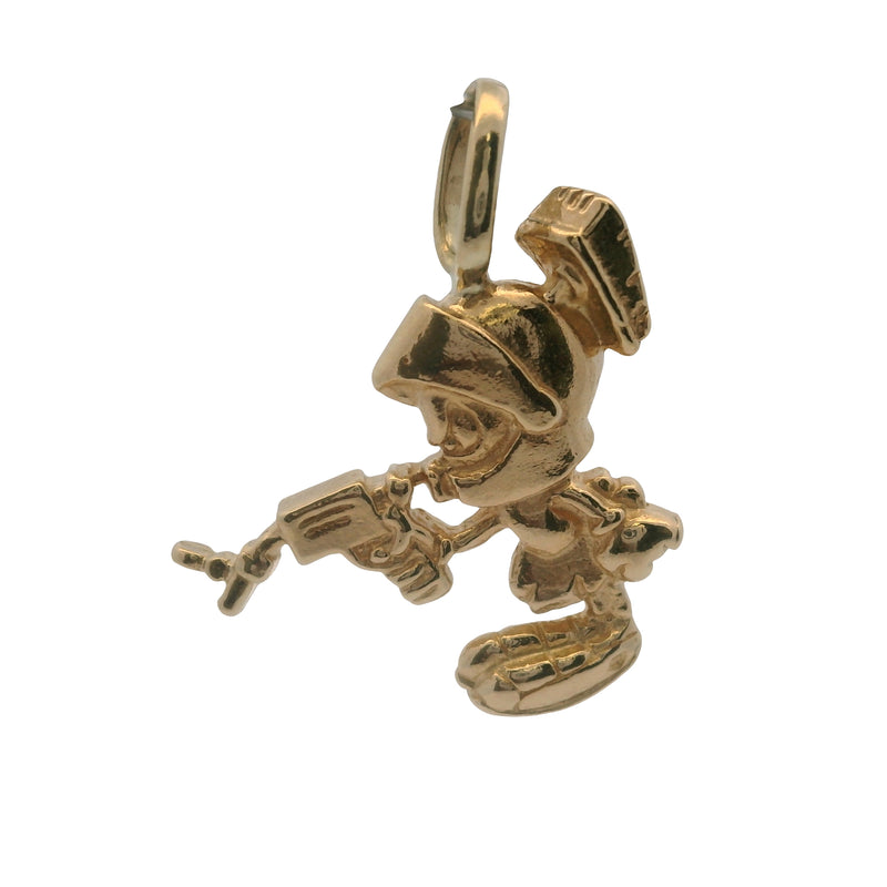 Vintage Italian Solid 14kt Yellow Gold Marvin The Martian Charm