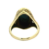 Vintage Solid 14kt Yellow Gold Cabochon Black Opal Filigree Ring Size 5.5