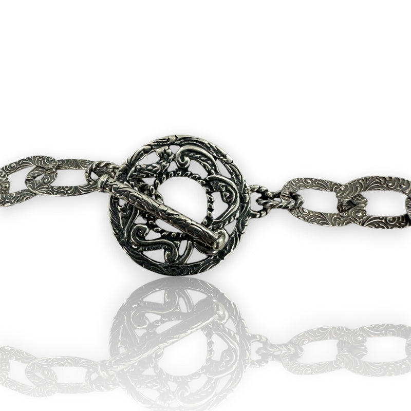 Carolyn Pollack Rodeo Romance Collection 925 Sterling Silver Openwork Southwest Toggle 20" Necklace