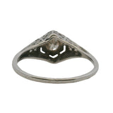 Antique 1920s Art Deco Solid 18kt White Gold and Old Euro Diamond Solitaire Filigree Ring Size 5.75
