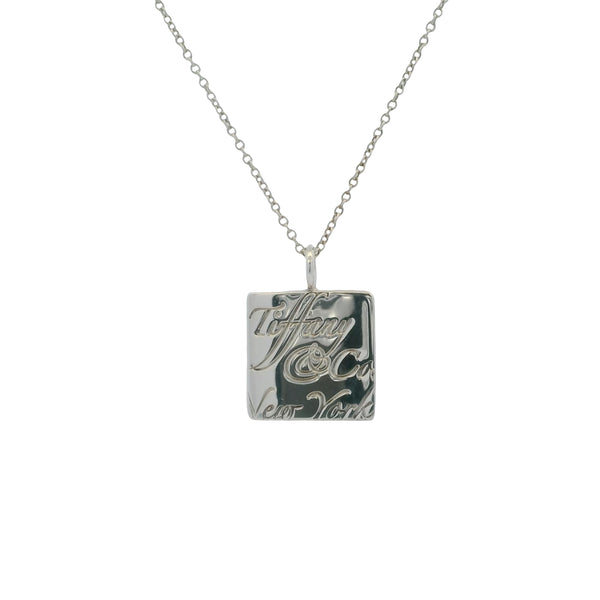 Tiffany & Co New York 925 Sterling Silver Square Notes 16" Pendant Necklace