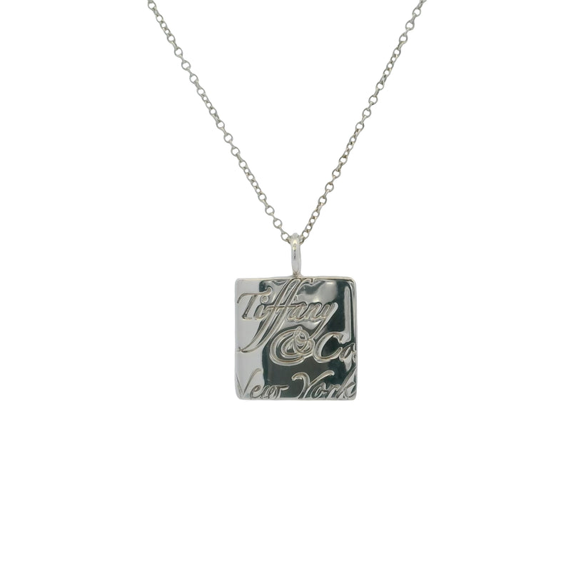 Tiffany & Co New York 925 Sterling Silver Square Notes 16" Pendant Necklace