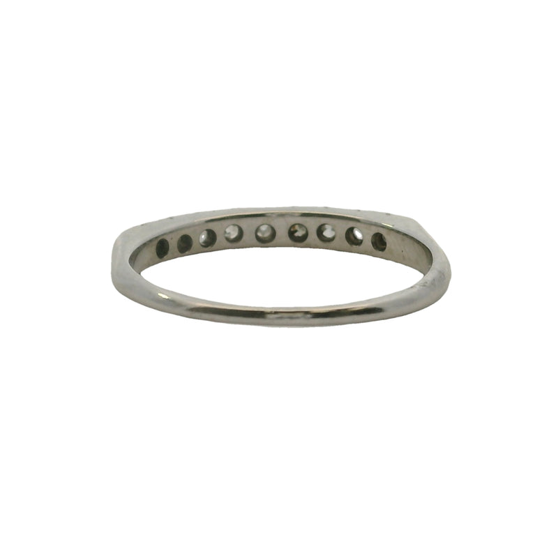 Vintage 1920s 14kt White Gold and 0.18ctw Diamond Line Stackable Wedding Band Ring Size 5