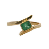 Rectangle Emerald Solitaire with 18kt Yellow Gold Bypass Shank Size 8