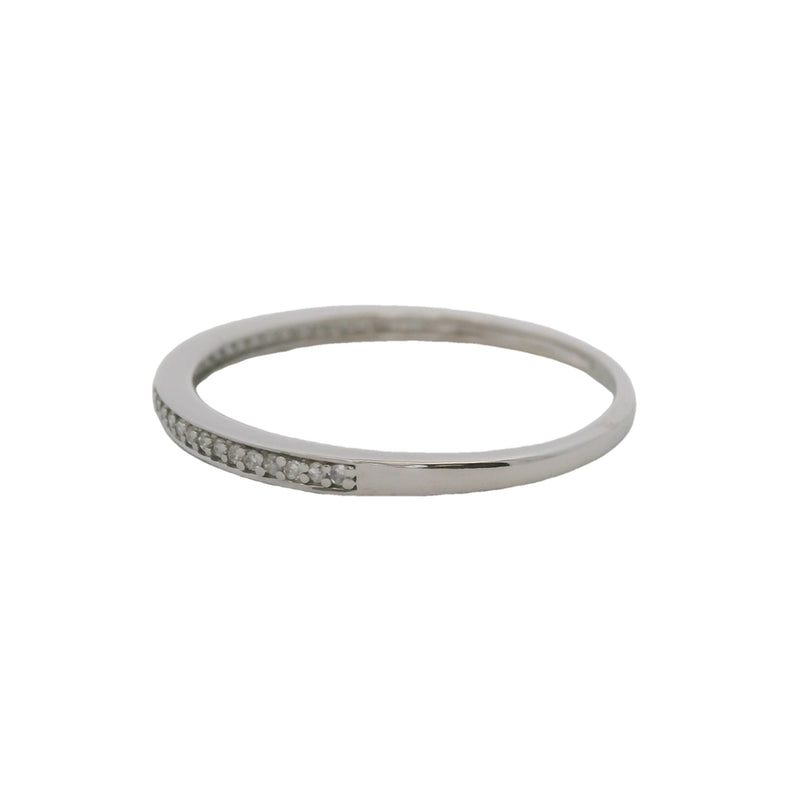 Solid 10kt White Gold and Diamond 1.7mm Thin Stackable Wedding Band Ring Size 7