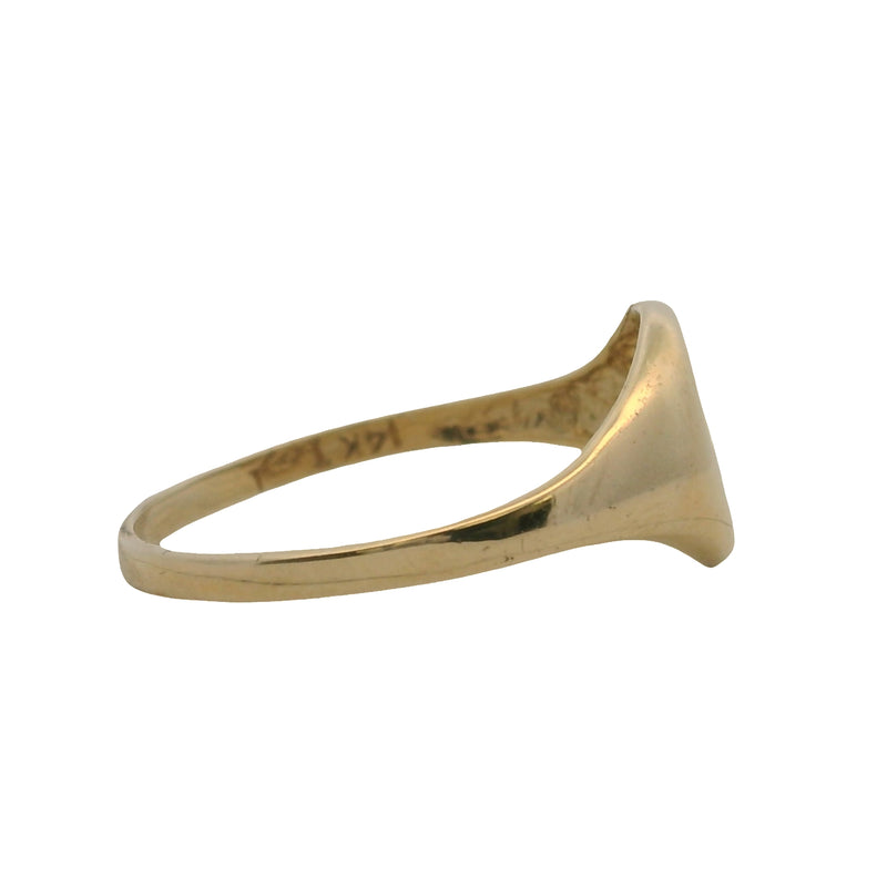 Solid 14kt Yellow Gold Small Circle Minimalist Blank Signet Ring Size 7