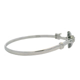 Solid 14kt White Gold and 0.44ctw Diamond Bypass Style Hinged Bangle 7" Bracelet