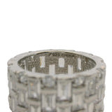 925 Sterling Silver Baguette and Round Cut Cubic Zirconia 10.5mm Thick Eternity Ring Size 6