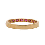 Vintage 14kt Yellow Gold Lab Ruby Gemstone Geometric Band Stackable Ring Size 8