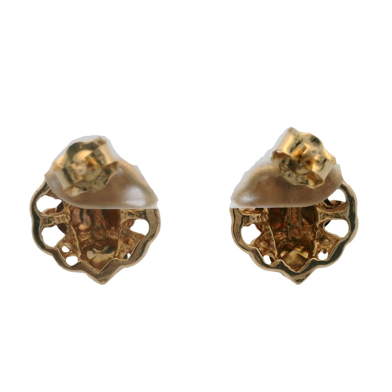 Vintage Solid 10kt Tri-Tone Black Hills Gold Leaf and Vine Stud Earrings