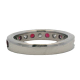 Vintage Solid 14kt White Gold Diamond and Ruby Channel Set Half Eternity Band Ring Size 5