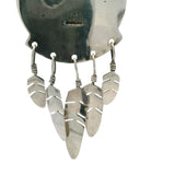 Vintage Native American MOP Turquoise Lapis and Onyx Round Pendant with Feathers