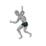 925 Sterling Silver 3D Sports Runner Number 5 Drop/Dangle Green Enamel Charm