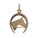 Vintage Solid 14kt Rose and Yellow Gold Horse Horseshoe Good Luck Charm Pendant