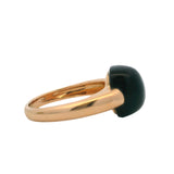 Vintage Italian Solid 18kt Rose Gold and Cabochon Onyx Solitaire Cocktail Ring Size 9