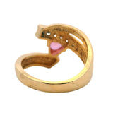 LeVian Solid 14kt Yellow Gold Pink Sapphire and Diamond Bypass Style Cocktail Ring Size 7.5