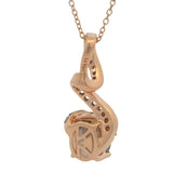 LeVian Solid 14kt Rose Gold Smoky Quartz and Diamond Ribbon Pendant