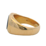 Gratas Solid 18kt Yellow Gold Dome Ring with Intaglio Glass Ostrich Signet Size 8