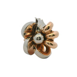 Vintage 1940-60s Solid 18kt White and Rose Gold Floral Ribbon Statement Ring Size 7