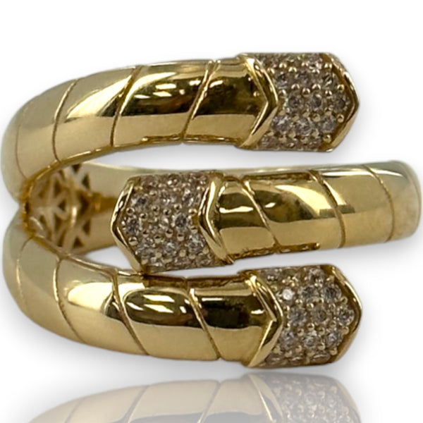 Fashion Cord Style Wrap Ring with Cubic Zirconia CZ Size 7.5 14kt Yellow Gold