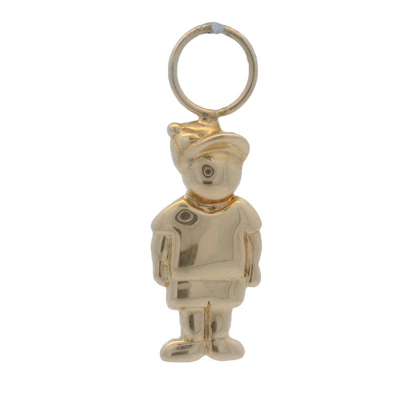 Vintage Solid 14kt Yellow Gold Boy Child in Baseball Cap Charm Pendant