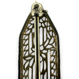 Antique 1920s 14kt White Gold Filigree Bar Brooch Pin with Floral Motif