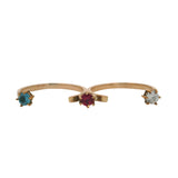 10kt Yellow Gold Double 2-Finger Wrap Ring with Blue White CZ Lab Ruby Size 10