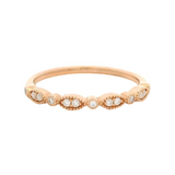 14kt Rose Gold and CZ Cubic Zirconia Fashion Milgrain Alternating Shapes Half Eternity Band