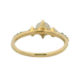 18kt Yellow Gold Diamond Sapphire Fantasy Style Solitaire Engagement Ring Size 6