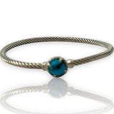 David Yurman DY 925 Sterling Silver Chatelaine® Bracelet with Turquoise Size L 7"