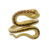 Vintage 1960-80s Solid 18kt Yellow Gold and Enamel 3D 64g Coiled Snake Hinged Bangle Bracelet