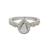 Neil Lane 14kt White Gold Pear Cut Diamond Halo Twist Band Engagement Ring Size 6.5