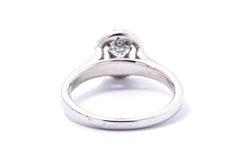 Diamond Halo Accent Engagement Band 14K 585 White Gold Ring Size 7 1/2