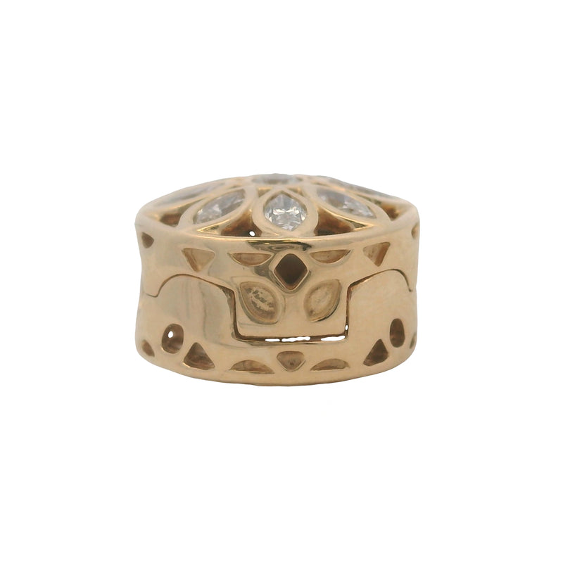 Pandora Retired Solid 14kt Yellow Gold and CZ Opulent Marquise Flower Clip Charm