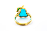 Acrylic Pear Shape Fruit Motif 18k 750 Yellow Gold Ring Size 6