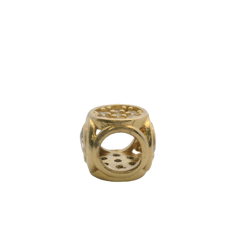 Dije espaciador en racimo de oro amarillo macizo de 14 kt y circonitas cúbicas