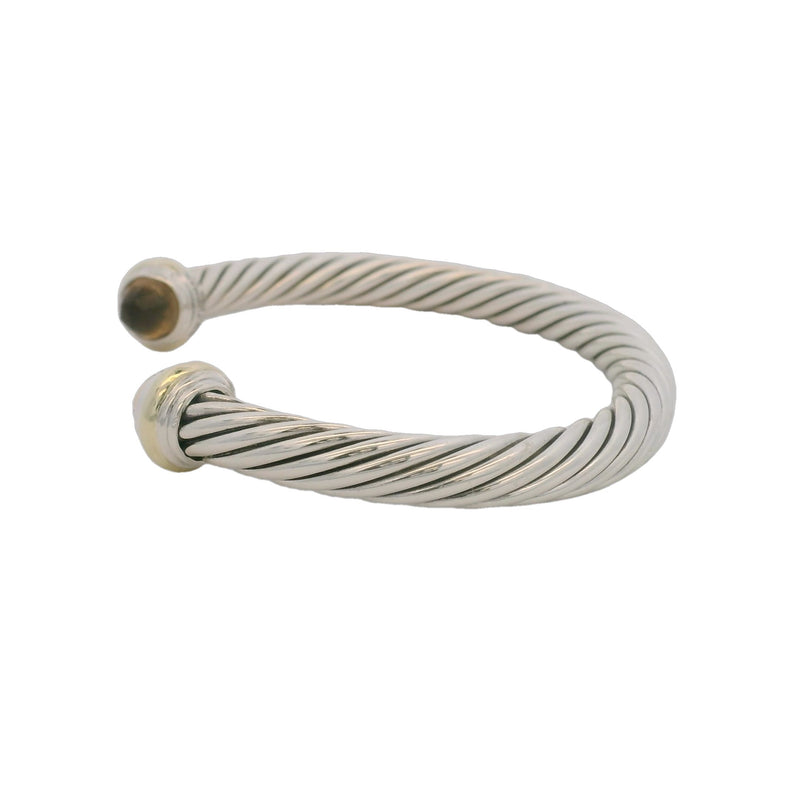 David Yurman 7mm 925 Sterling Silver and 14kt Yellow Gold Classic Cable Bracelet with Yellow Citrines