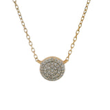 Mejuri Solid 14kt Yellow Gold Large Pavé Diamond Circle Cluster Station Pendant Necklace 18"