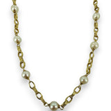 UNOAERRE Vintage 1950s 14kt Yellow Gold and 24 Cultured Pearl 28" Station Necklace
