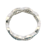Solid 14kt White Gold Diamond and Blue Topaz Twist Eternity Band Ring Size 6