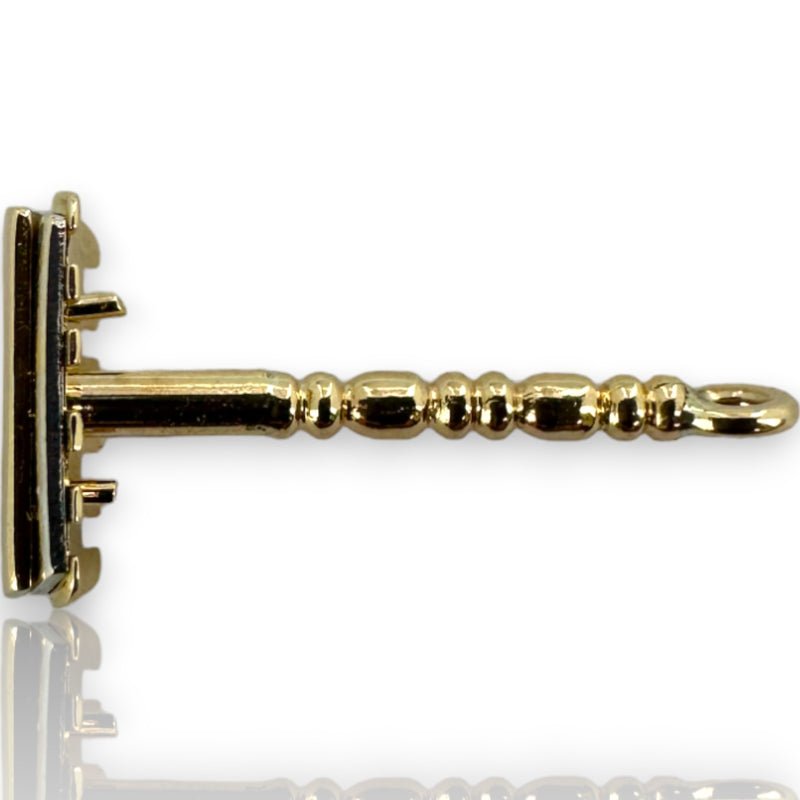 Vintage Rare 14kt Yellow Gold Realistic Shaving Razor Charm with White Gold Blade Detail