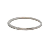 Dainty Solid 14kt White Gold and Diamond 1.2mm Wide Stackable Wedding Band Ring Size 6.75