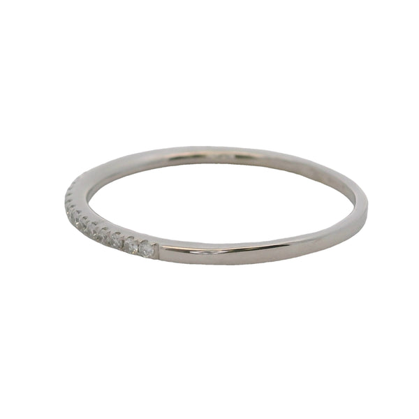 Dainty Solid 14kt White Gold and Diamond 1.2mm Wide Stackable Wedding Band Ring Size 6.75