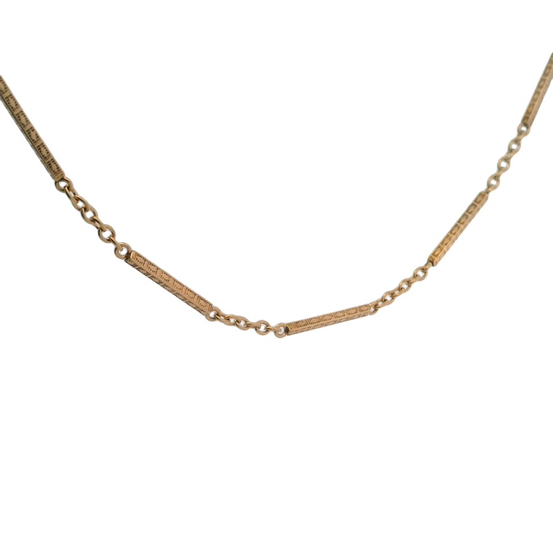 Antique 1910-30s 14kt Rose Gold Bar Deco Pattern 13.25" Pocket Watch Chain