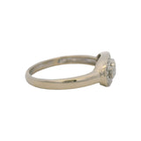 Vintage 18kt White Gold 3 Diamond 0.24ctw Halo Cluster Cocktail Ring Size 6.75